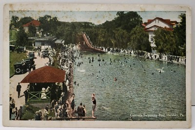 #ad Hershey Pa Concrete Swimming Pool 1917 to Hagerstown Md Postcard E3