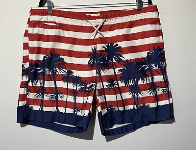 #ad Trunks Surf and Swim Shorts Men Swimming Red White Blue 4th of July Lined size M