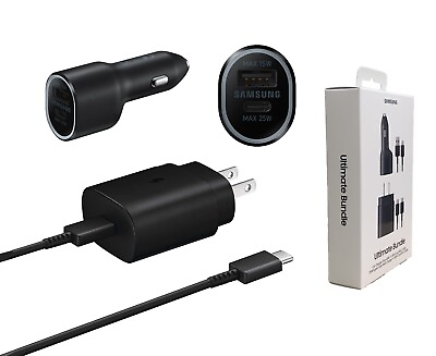 Samsung 25W Super Fast Wall Charger USB C For Samsung AND Car Charger Duo 40W