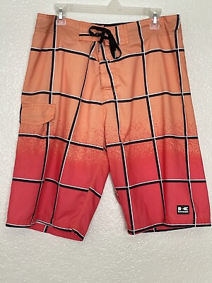 Kawasaki Motors Mens Size M Board Swim Shorts Yellow Orange