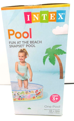 Intex Pool 5ft x 10 ft Fun at the Beach Snapset Pool Kids Outdoor Water