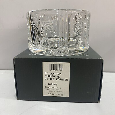 #ad VTG Waterford Crystal Millennium 5 Toast Champagne Bottle Holder Coaster W Box