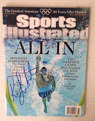 #ad RYAN LOCHTE AUTOGRAPH SPORTS ILLUSTRATED AUGUST 6 2012 USA OLYMPICS SWIMMING SI