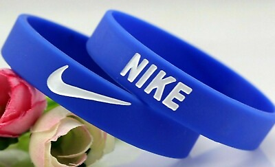 Nike Baller Band Silicone Rubber Bracelet Blue White Elite AF1 BEST RATED USA