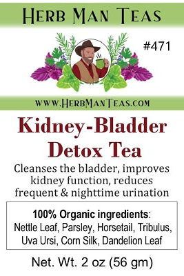 #ad KIDNEY BLADDER DETOX TEA reduces nighttime urination by master herbalist 2oz