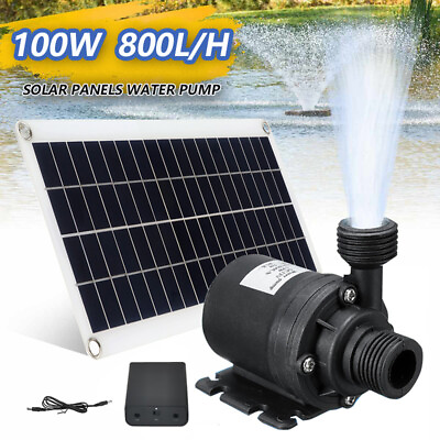#ad 100W 800L H Solar Panel Water Pump Set Submersible Water Pump Garden Fountain