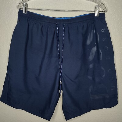 #ad Hugo Boss Mens Size XL Blue Swim Trunks Lined Pockets Side Logo