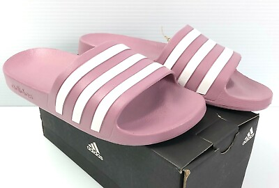 adidas Adilette Aqua Slide Sandal FY810Y Cherry Metallic White SZ 10 Women 9 Men