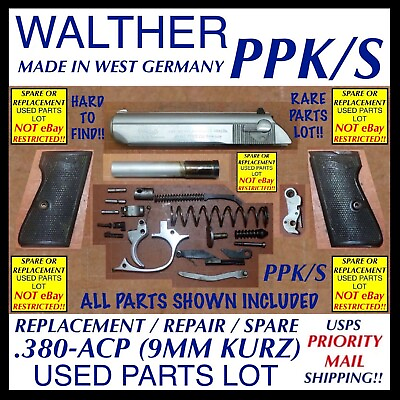 #ad WALTHER “PPK S” .380 ACP USED PARTS LOT PPK S 9MM KURZ W. GERMANY RARE