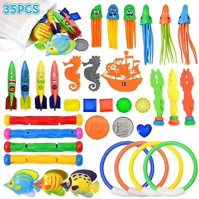 #ad #ad Pool Toys for Kids Ages 8 12 35 Pcs Diving Pool Toys Set w Storage Bag Included