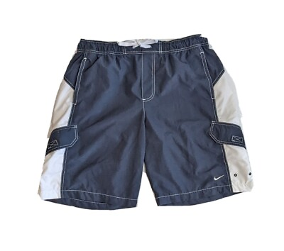 #ad #ad Nike Navy Blue White Drawstring Swim Trunks Size XL No Liner Pockets 395262