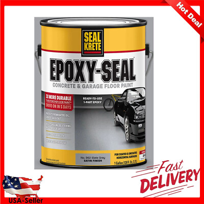 #ad Epoxy Seal Concrete Garage Floor Paint Uv Resistant Resists Scuffing Slate Gray