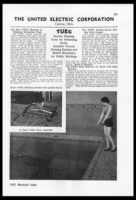 #ad 1937 United Electric Corp Swimming Pool Equipment Canton OH VTG trade print ad