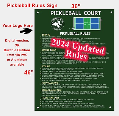 #ad 2024 Pickle Ball Rules Sign 36quot;x46quot; Digital Plastic PVC or Aluminum
