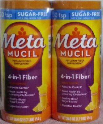Metamucil Fiber Supplement 26.6 Oz Orange Sugar Free 2 PK=260 Tsp 01 26