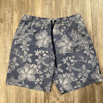 #ad Prana Mens Gray Floral Drawstring Beach Surfing Swim Trunks Shorts Size 34 36