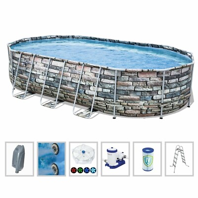 #ad #ad NEW 20#x27; x 12#x27; x 48quot; Power Steel Comfort Jet Oval Above Ground Swimming Pool Set