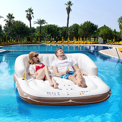 #ad Canopy Island Inflatable Pool Float Lounge Swimming Raft Lounge Beach Seaside