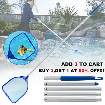 Swimming Pool Leaf Skimmer Rake Net Spa Hot Tub Cleaning Tool W Telescopic Pole