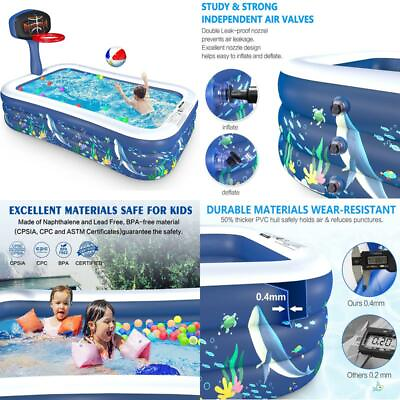 #ad Yekale Inflatable Swimming Pools Family Full Sized Inflatable Pools 118quot; X 72