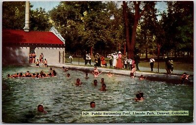 #ad #ad Denver Colorado Public Swimming Pool Lincoln Park DB Postcard