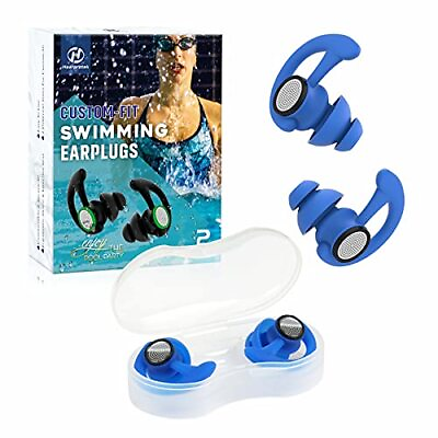 2 Pairs Ear Plugs for Swimming Adults Reusable Custom fit Swim Water Ear Plu...
