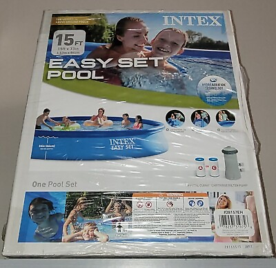 #ad INTEX Easy Set Pool 15 ft x 33 in w Krystal Clear Pump RETAIL $229.99 NEW