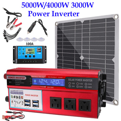 5000W Solar Panel Kit Solar Power Inverter Generator 100A Home 220V Grid System