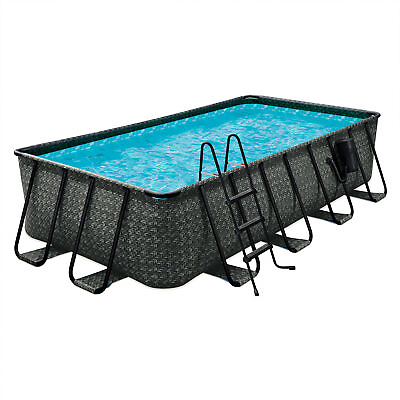 Funsicle 16#x27; x 8#x27; x 42quot; Oasis Rectangle Outdoor Above Ground Swimming Pool Gray