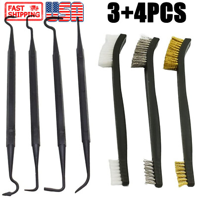 7PCS Gun Cleaning Brush amp; Pick Tools Double Ended Brass Steel Nylon Clean Steel