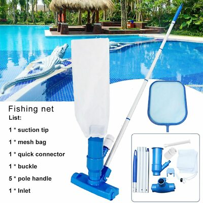 Portable Swimming Pool Vacuum Cleaning Tool Set Pole Adjustable Fountain Cleanin