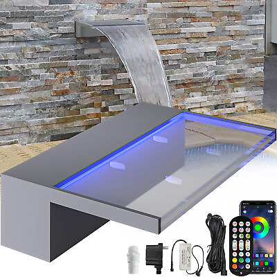 12quot; Pool Fountain Acrylic Pool Waterfall with Colors LED Light APP Control