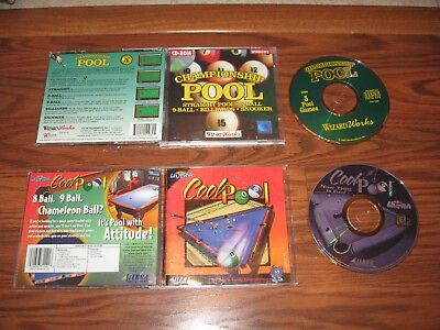2 PC Near Mint Games: Championship Pool and 3 D Ultra Cool Pool on CD ROM