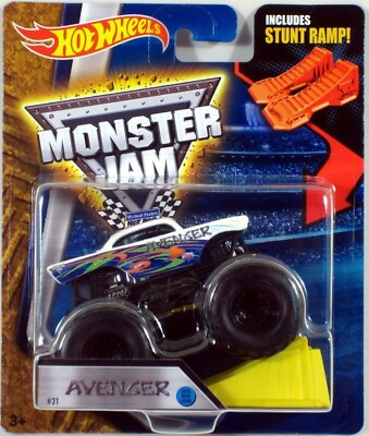 #ad Hot Wheels Monster Jam AVENGER #31 with Yellow Ramp 2016 NEW LOOK
