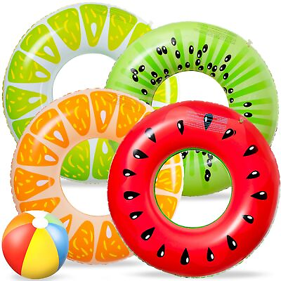 #ad #ad 90shine 5PCS Fruit Pool Floats Watermelon Kiwi Orange Lemon Swimming Rings wi...