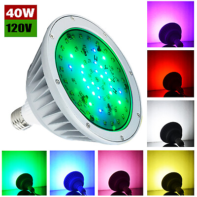 #ad Color Changing Bulb Waterproof IP65 Inground Pool Light 120V 40W RGBWhite