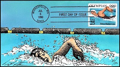 #ad #ad Scott 2500 25 Cents Swimming David Peterman Painted FDC 30 Of 50