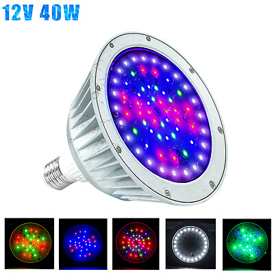 12V 40W RGB White Swimming LED Pool Lights Underwater Light IP68 Waterproof Lamp