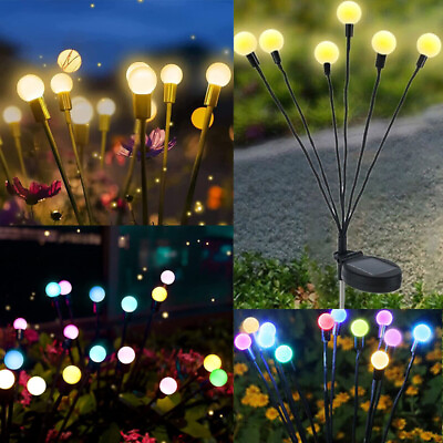 LED Solar Powered Firefly Lights Garden Outdoor Waterproof Swaying Landscape