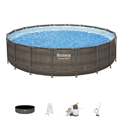 #ad Bestway Power Steel 18’ x 48” Above Ground Pool with 1500 gal. Sand Filter Pump