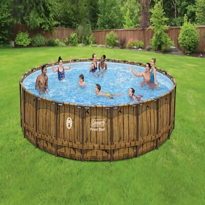 #ad Pool Set Coleman Power Steel Large amp; Tall Round Above Ground Swimming Pool Set