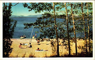 #ad CA California Swimming And Boating Lake Tahoe Vintage Postcard