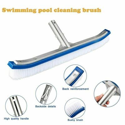 #ad 18quot; Curved Wall Floor Brush w Aluminum Handle for In Above Ground Swimming Pool