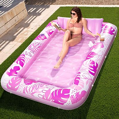 #ad XL Inflatable Tanning Pool Lounger Float Extra Large Pink Blue Summer Fun