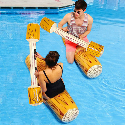 9Pcs Battle Log Rafts Inflatable Floating Row Toys Pool Floats for Adults Kids