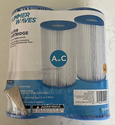 #ad 1 Summer Waves Type A C Swimming Pool Pump Filter Cartridge Pack of 2