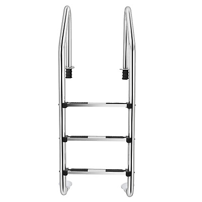 Stainless 3 Step Steel Swimming Pool Ladder In Ground w Anti Slip zStep
