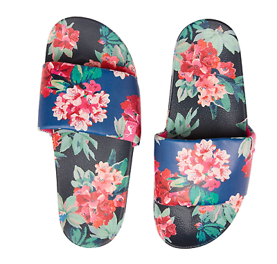 #ad #ad Joules Women#x27;s Printed Pool Slide Sandals Poolside Blue Floral Size 8M