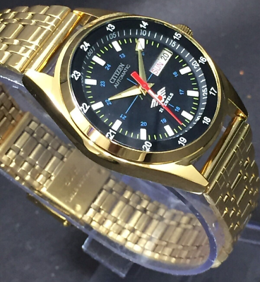 Vintage Citizen 21 Jewels Gold Plated Automatic Dayamp;Date Men#x27;s Japan Wrist Watch