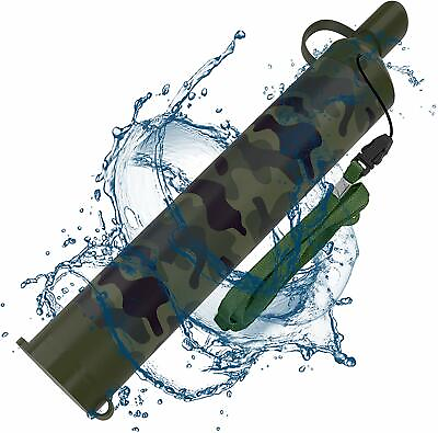 1x Camo Water Filter Straw Portable Filter Purifier Survival Kit for Stream Lake